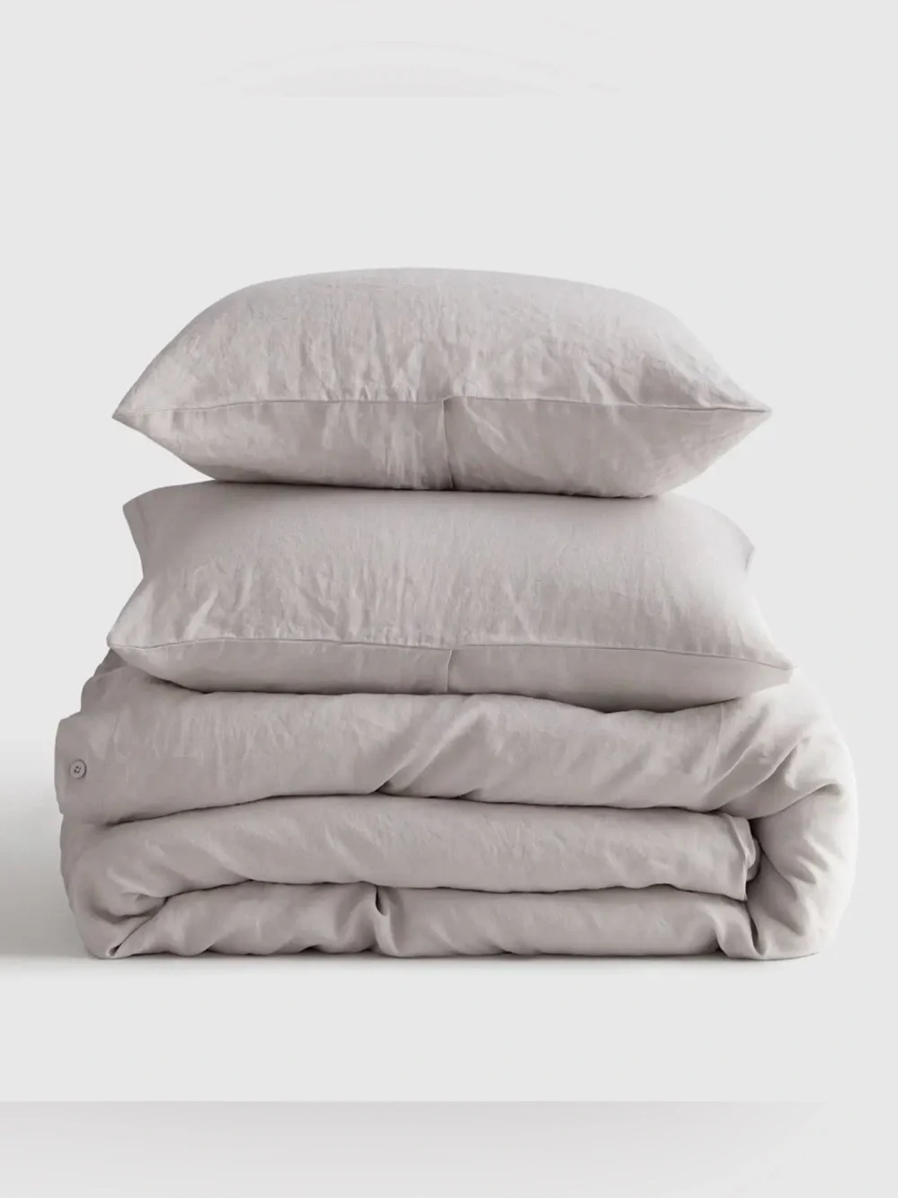 NWT Quince European Linen 3 Pc Duvet Cover Set, Full/Queen (Light Gray)